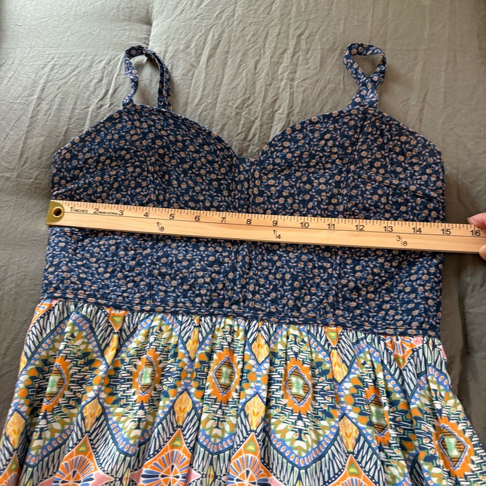 Current Air Contrast Quilted Bodice Maxi Dress In Navy and Multi. Size Small. - Picture 10 of 15
